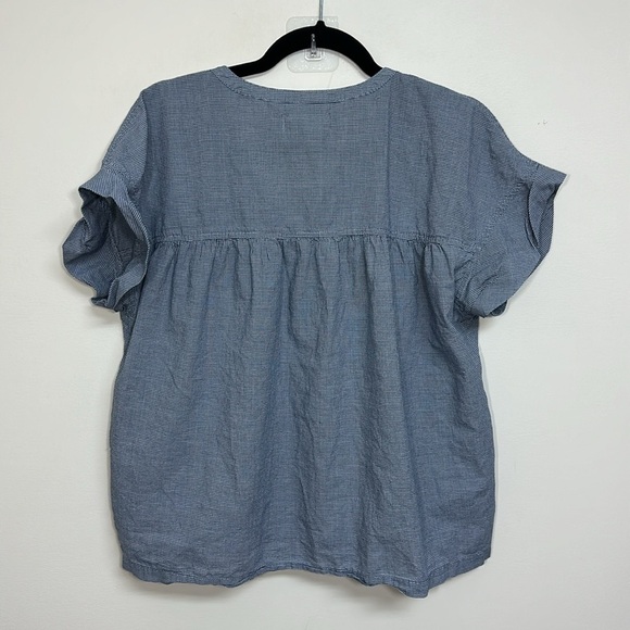 Madewell Tie-Front Popover Top in Mini Gingham Check Large - Picture 3 of 7